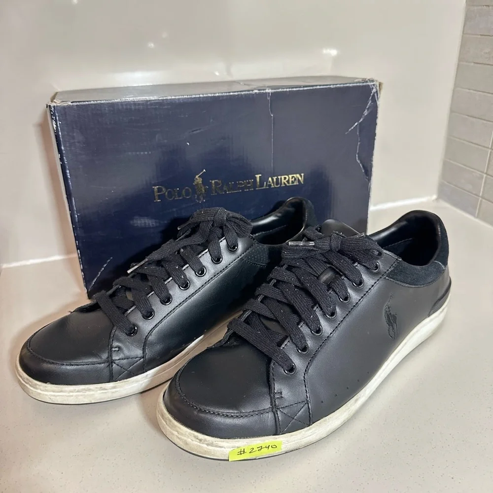 Polo by Ralph Lauren Men's Black Leather Sneakers